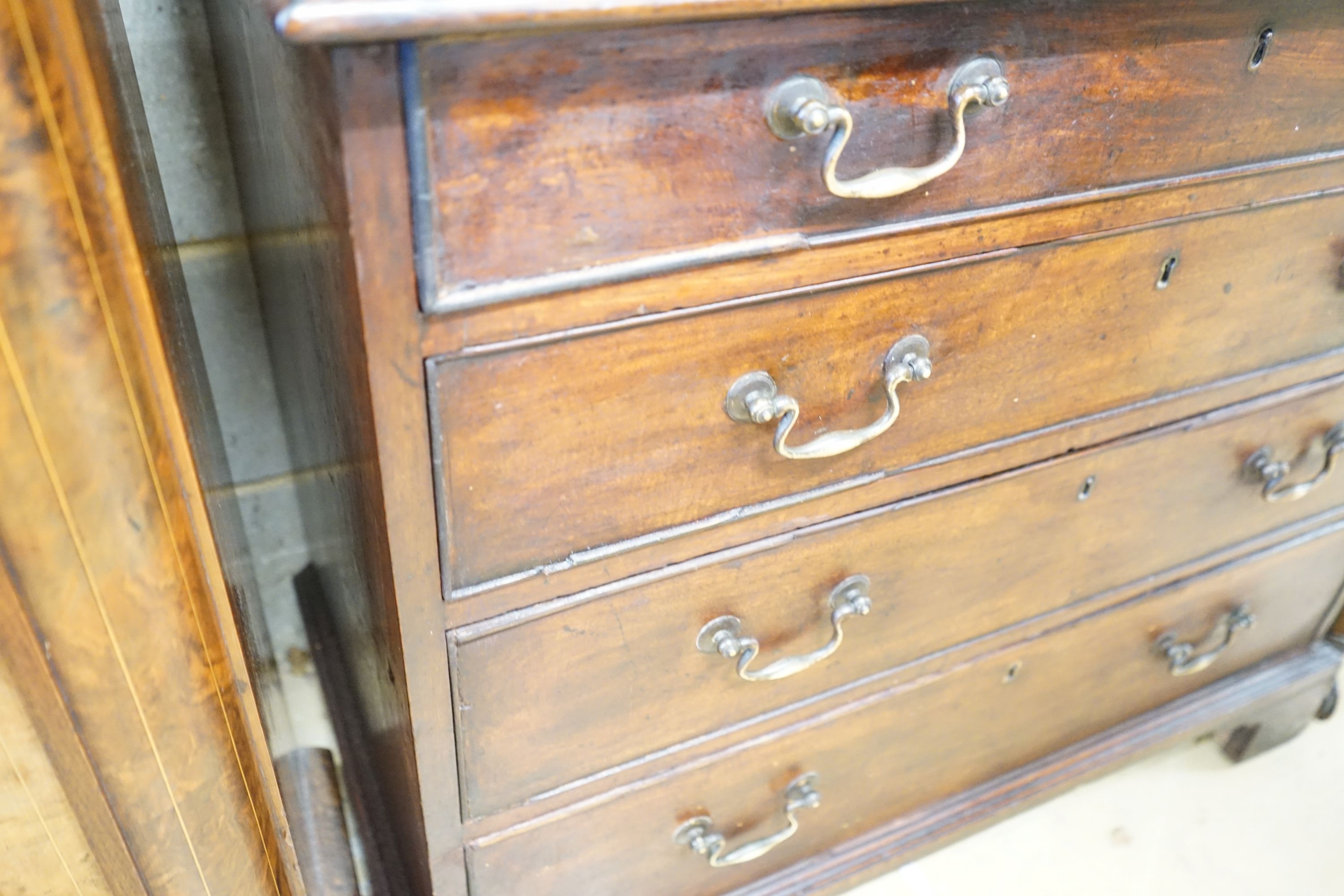 A George III mahogany four drawer chest, width 88cm, depth 46cm, height 77cm